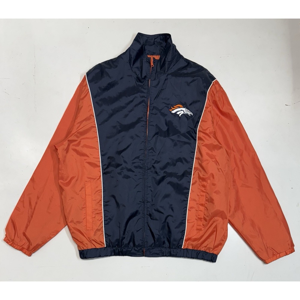 NFL Denver Broncos Full Zip Jacket Windbreaker Color Block Men's Size XL